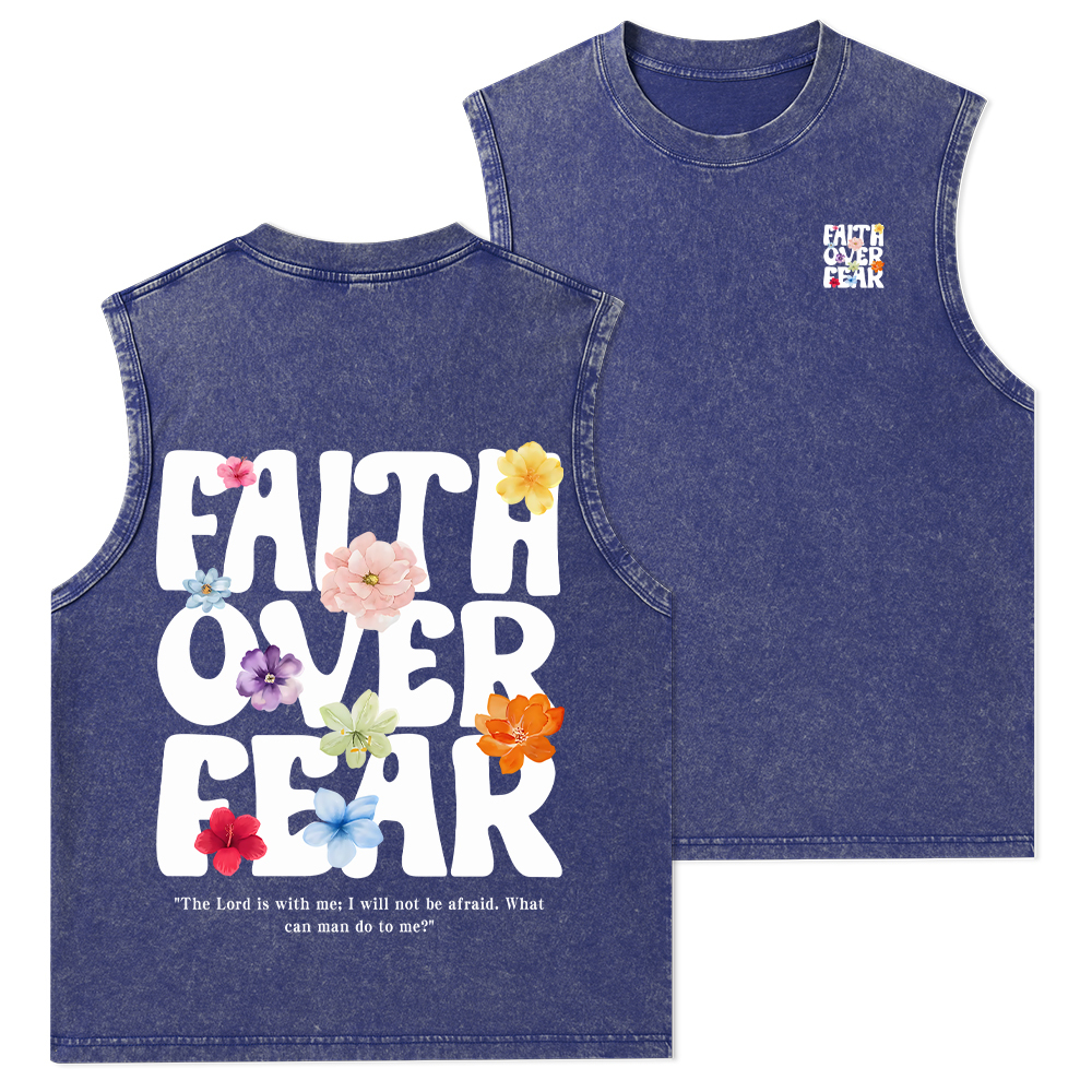 Faith Over Fear Christian Washed Tank Top