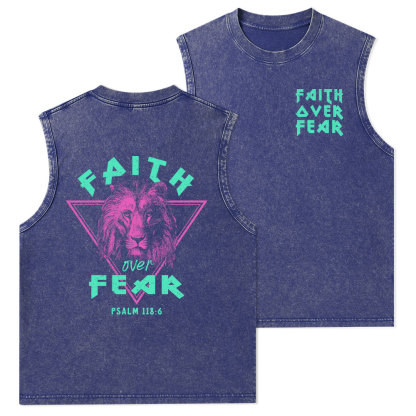 Faith Over Fear Christian Washed Tank Top