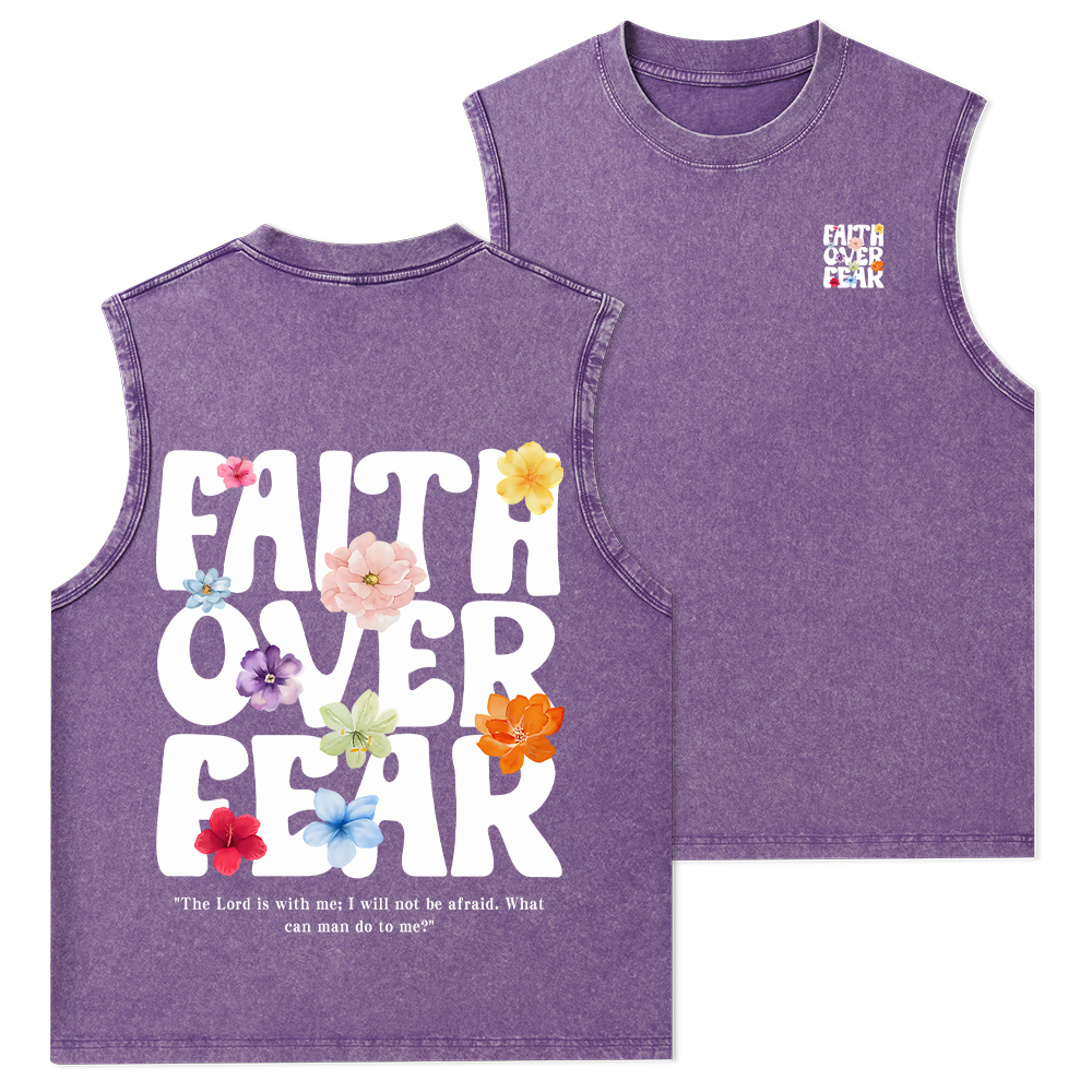 Faith Over Fear Christian Washed Tank Top