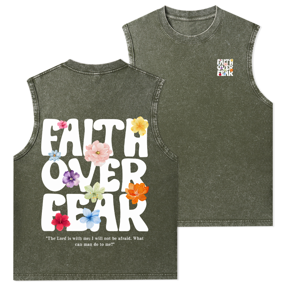 Faith Over Fear Christian Washed Tank Top