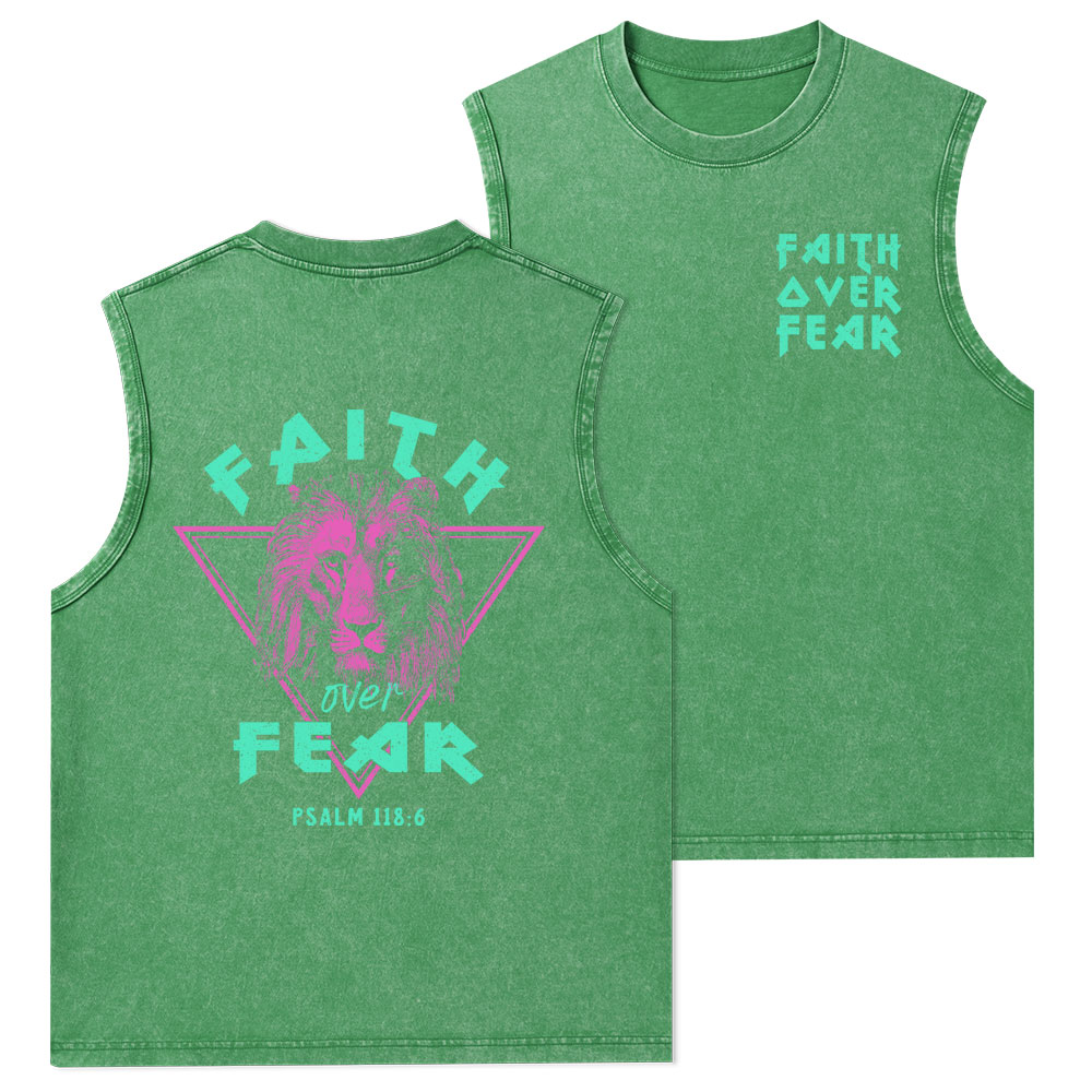 Faith Over Fear Christian Washed Tank Top
