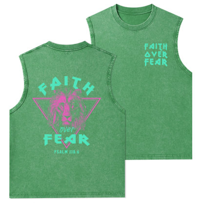Faith Over Fear Christian Washed Tank Top
