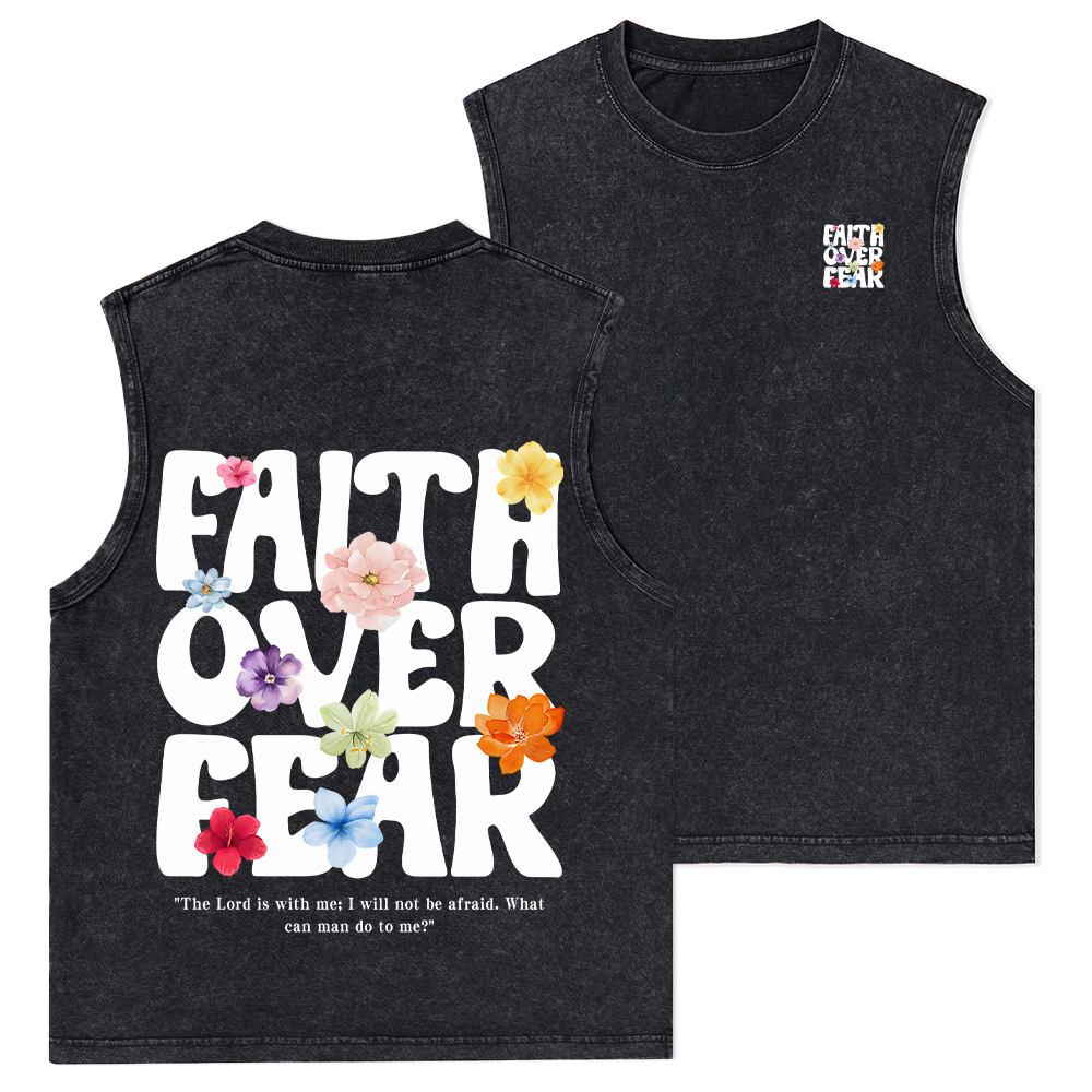 Faith Over Fear Christian Washed Tank Top