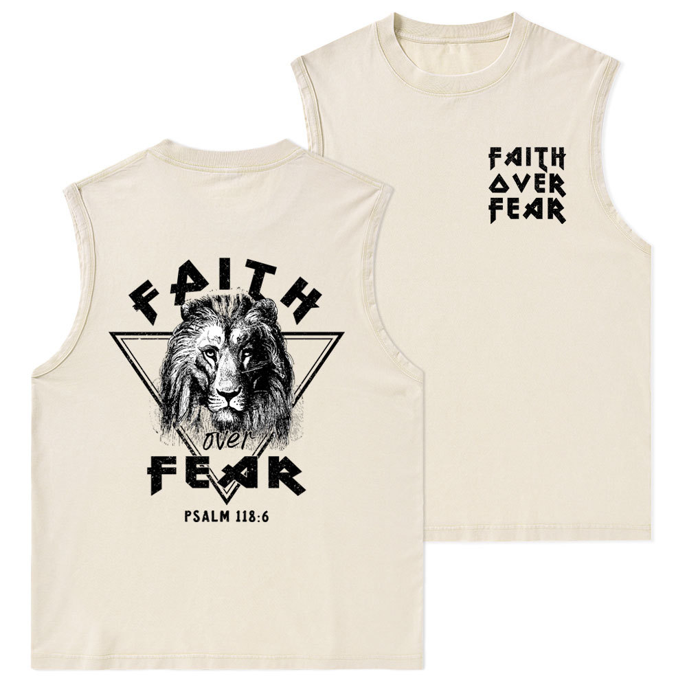 Faith Over Fear Christian Washed Tank Top