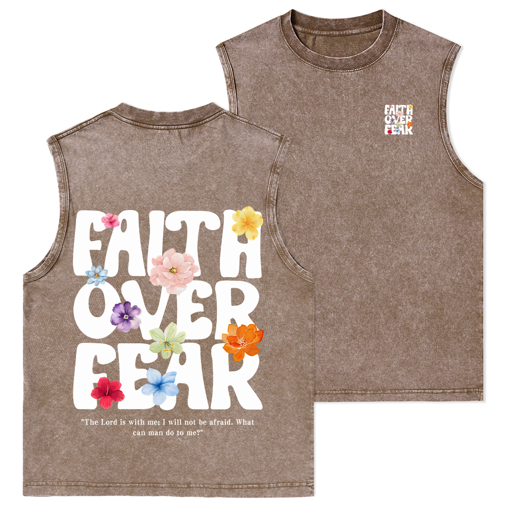 Faith Over Fear Christian Washed Tank Top