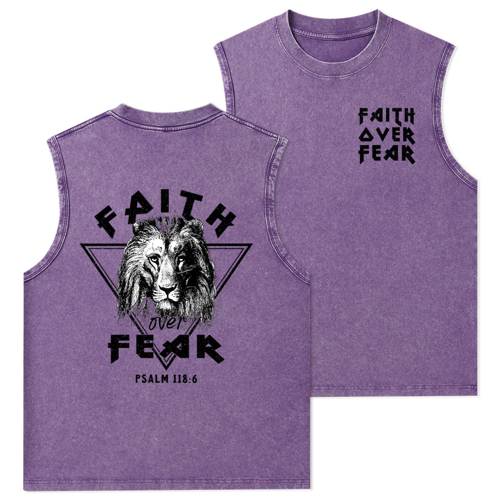 Faith Over Fear Christian Washed Tank Top