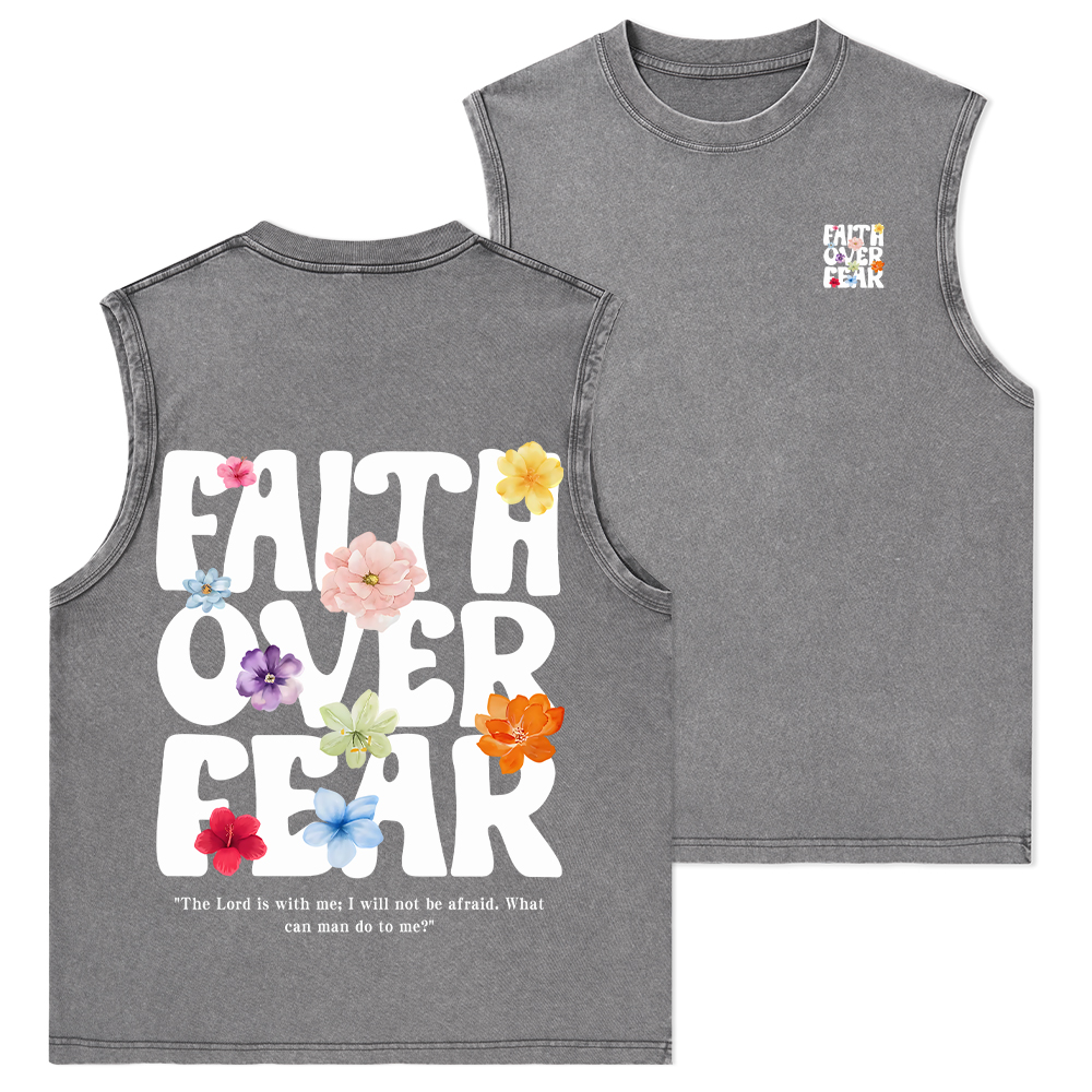 Faith Over Fear Christian Washed Tank Top