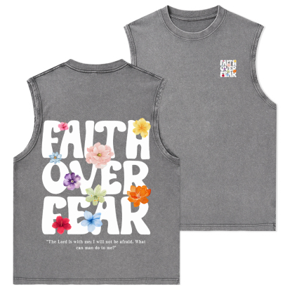Faith Over Fear Christian Washed Tank Top