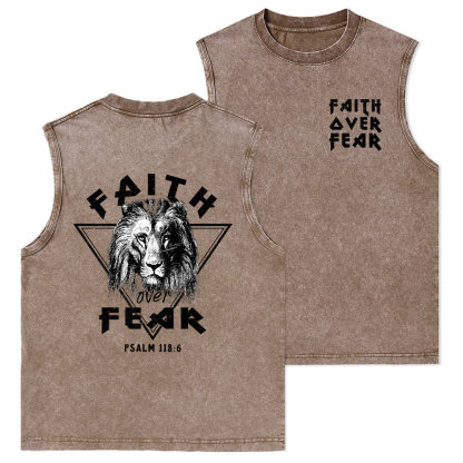 Faith Over Fear Christian Washed Tank Top