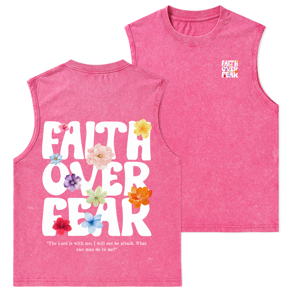 Faith Over Fear Christian Washed Tank Top