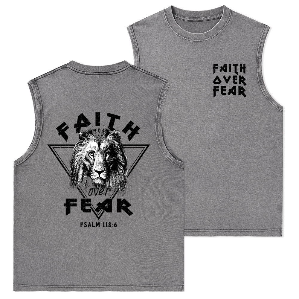 Faith Over Fear Christian Washed Tank Top