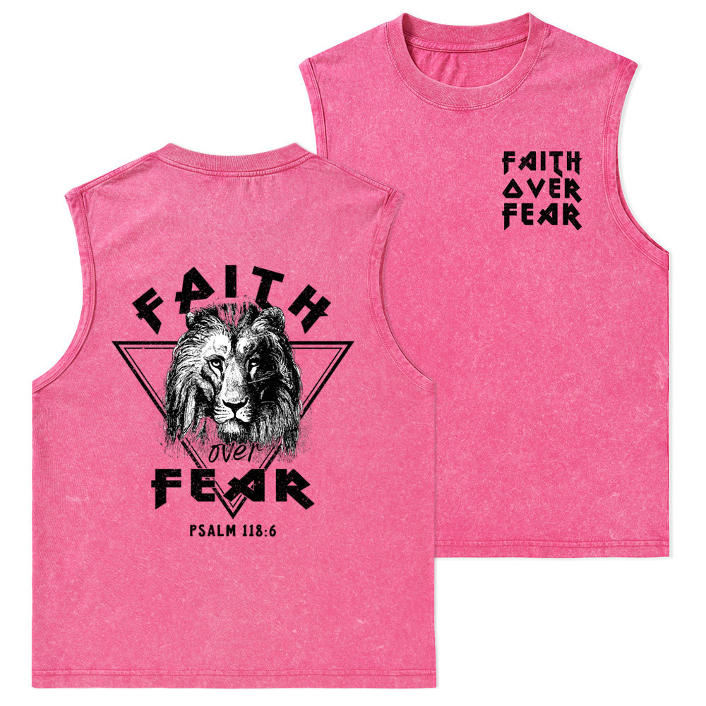 Faith Over Fear Christian Washed Tank Top