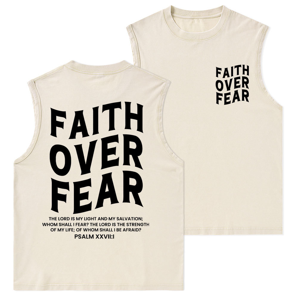 Faith Over Fear Unisex Christian Washed Tank Top