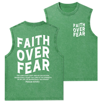 Faith Over Fear Unisex Christian Washed Tank Top