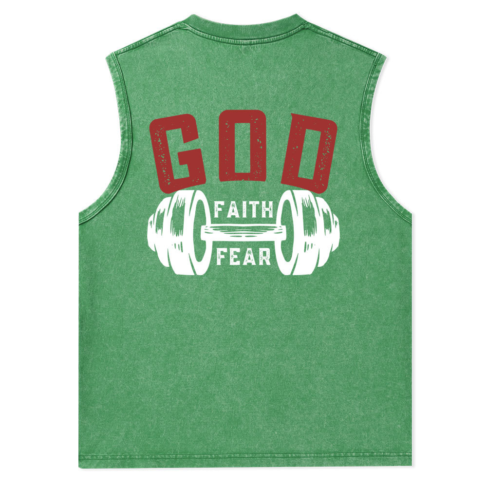 Faith Over Fear Christian Washed Tank Top