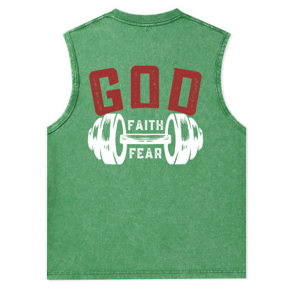 Faith Over Fear Christian Washed Tank Top