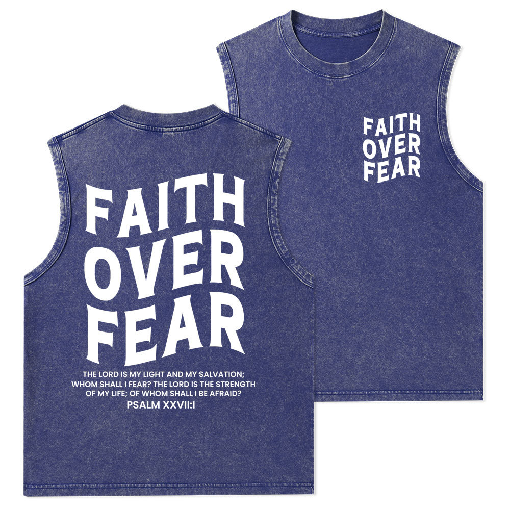Faith Over Fear Unisex Christian Washed Tank Top