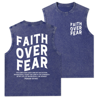 Faith Over Fear Unisex Christian Washed Tank Top