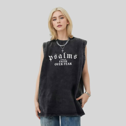 Faith Over Fear Christian Washed Tank Top