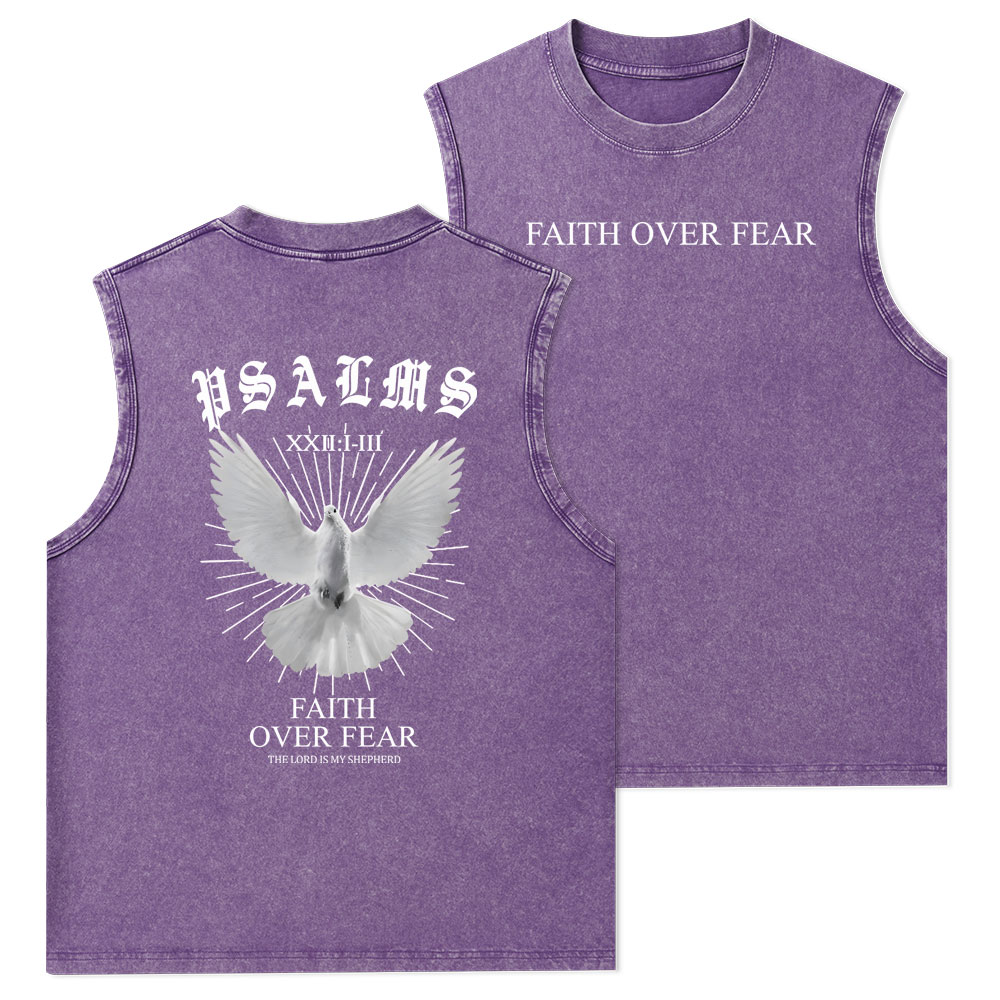 Faith Over Fear Christian Washed Tank Top