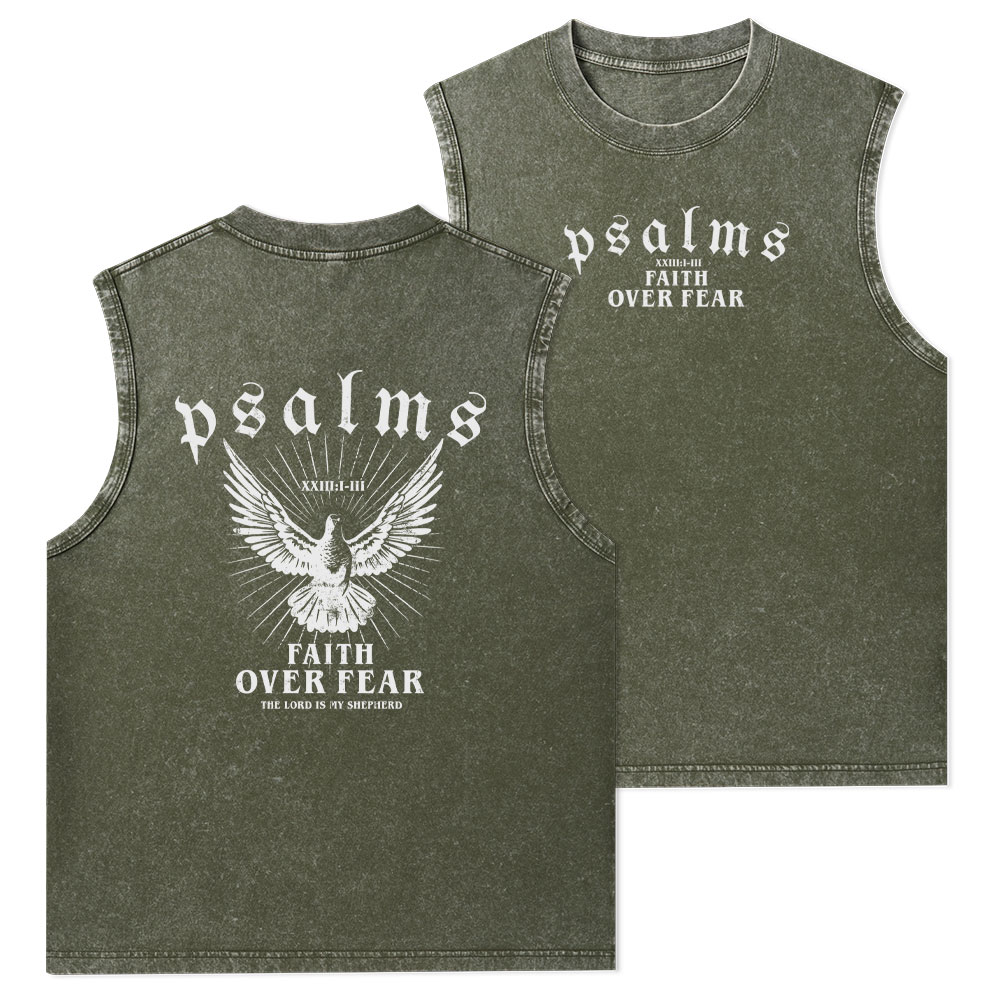 Faith Over Fear Christian Washed Tank Top