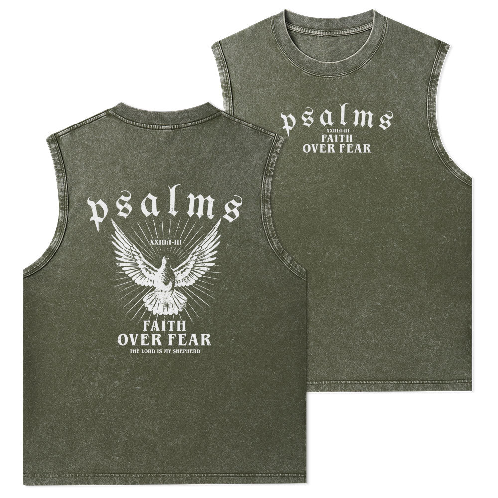 Faith Over Fear Christian Washed Tank Top