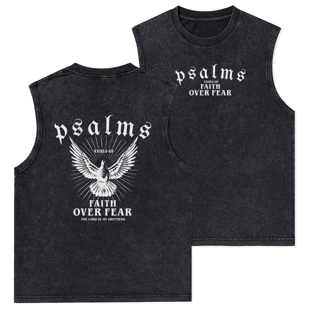 Faith Over Fear Christian Washed Tank Top