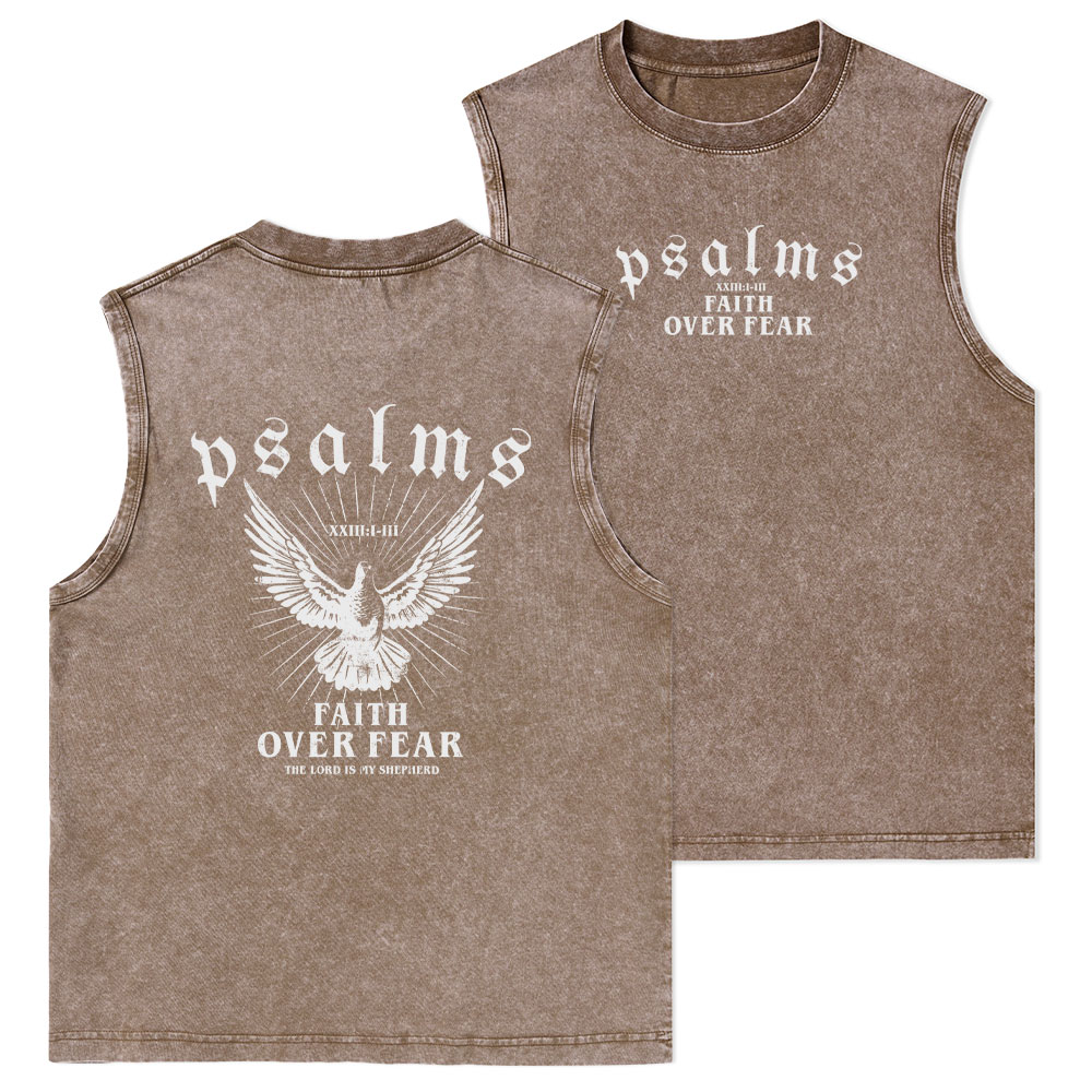 Faith Over Fear Christian Washed Tank Top