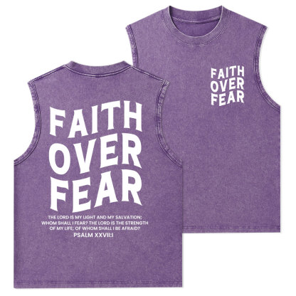 Faith Over Fear Unisex Christian Washed Tank Top