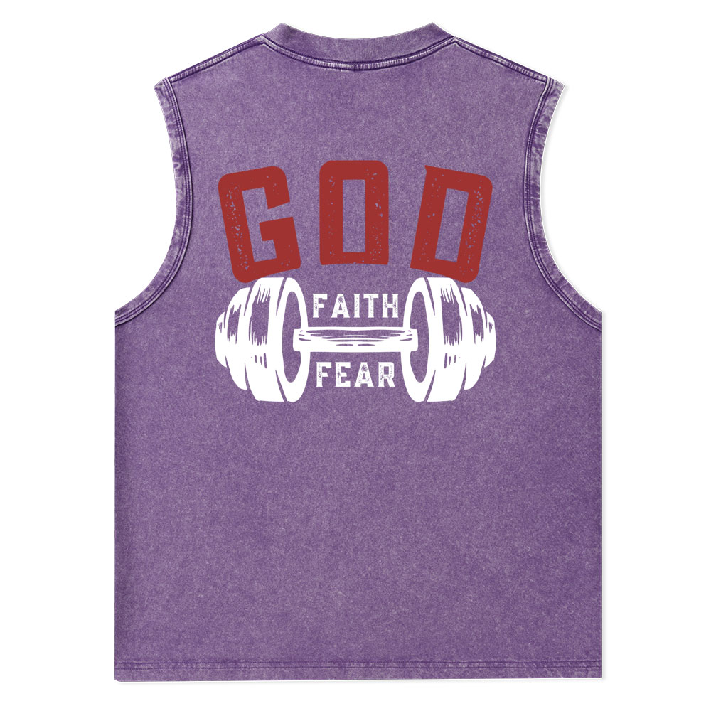 Faith Over Fear Christian Washed Tank Top