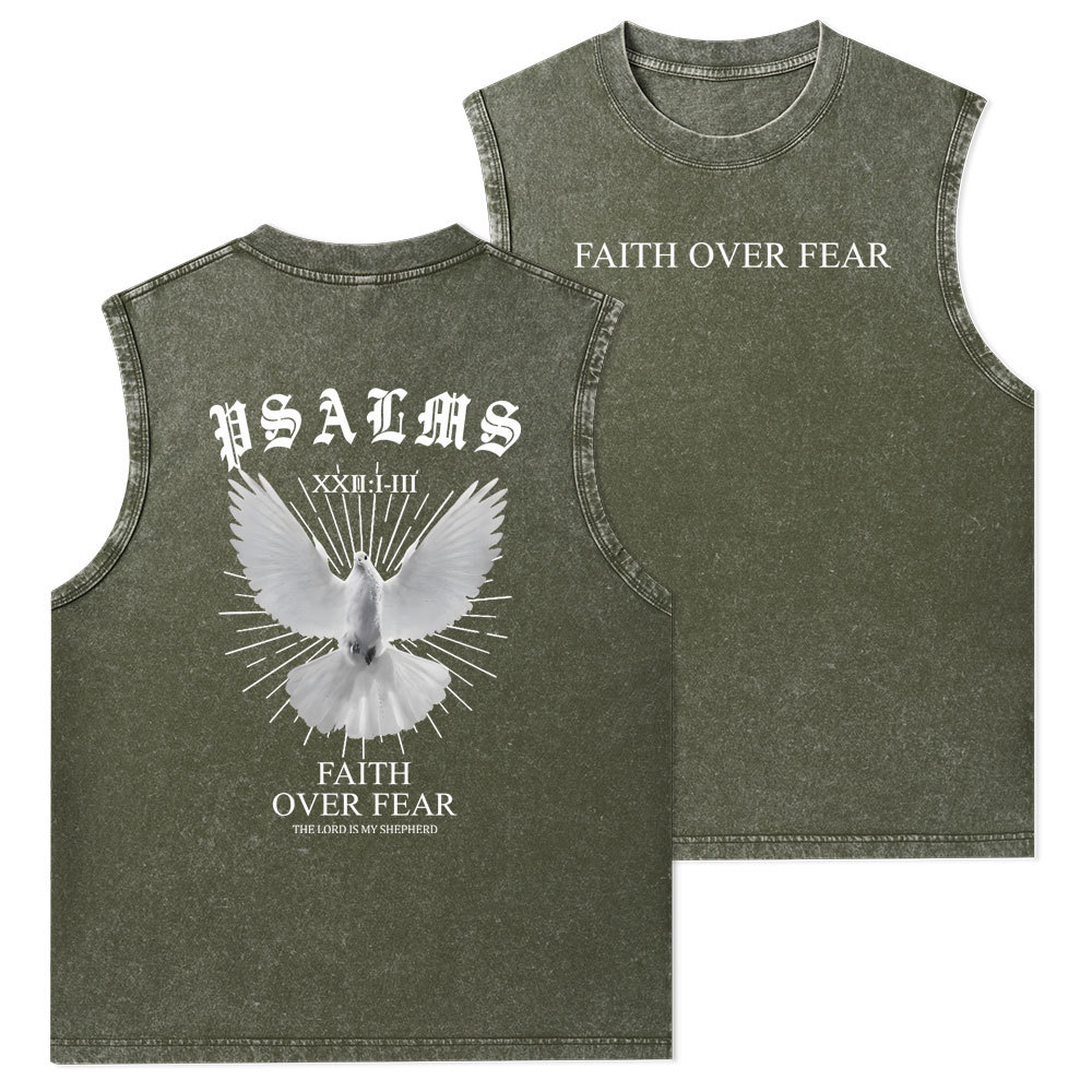Faith Over Fear Christian Washed Tank Top