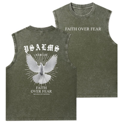 Faith Over Fear Christian Washed Tank Top