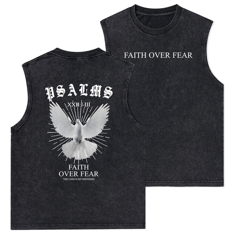 Faith Over Fear Christian Washed Tank Top