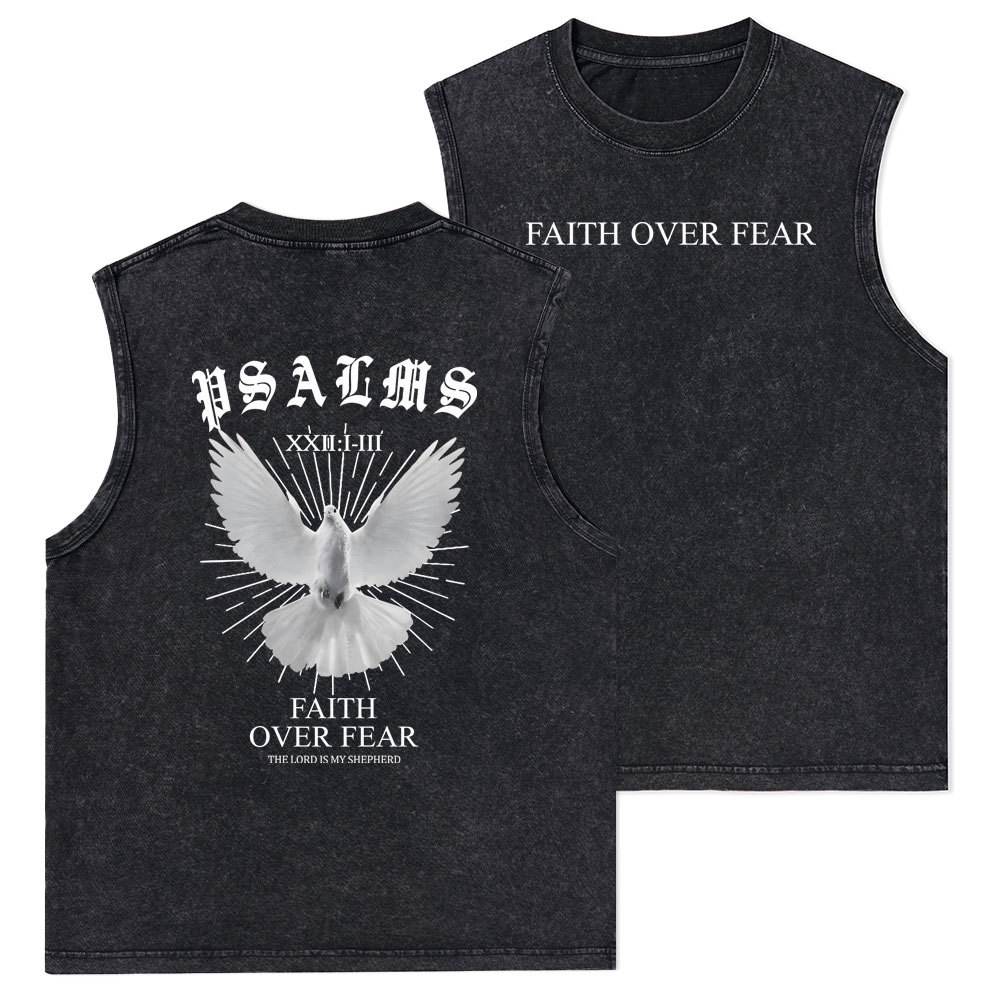Faith Over Fear Christian Washed Tank Top