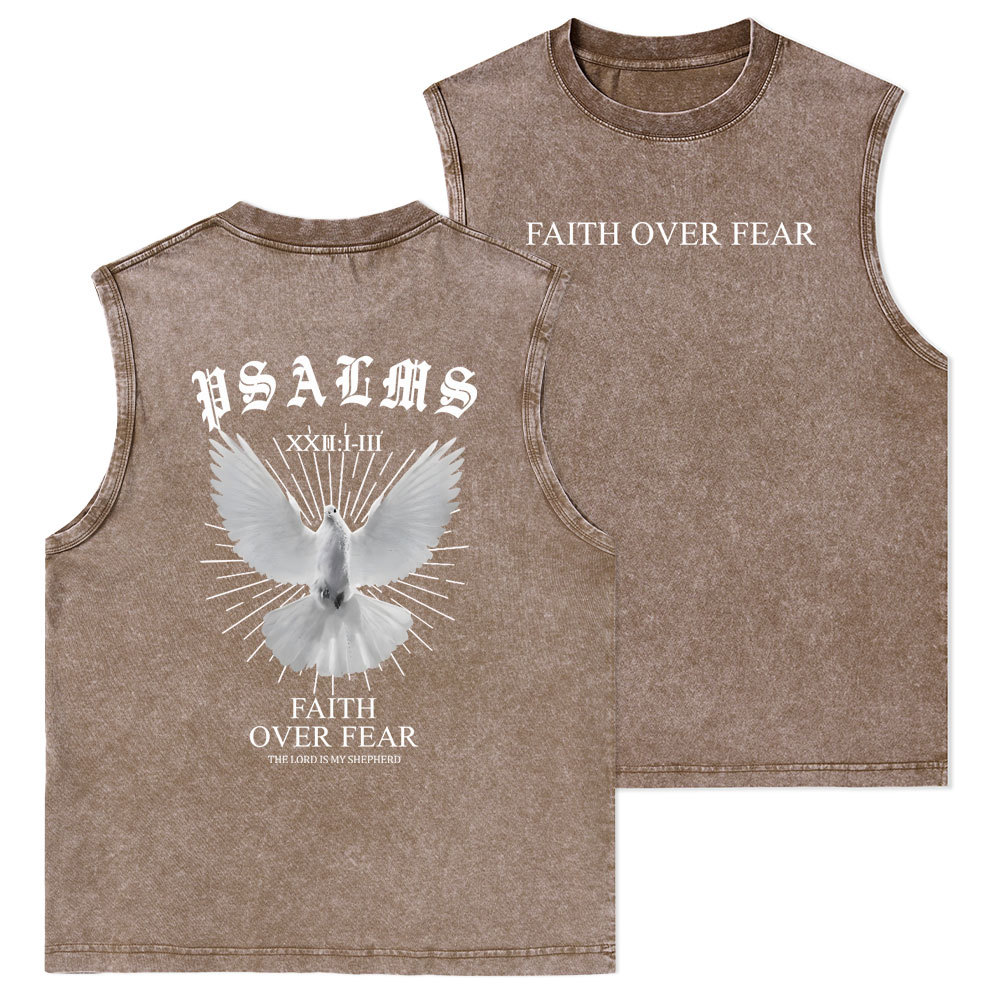 Faith Over Fear Christian Washed Tank Top