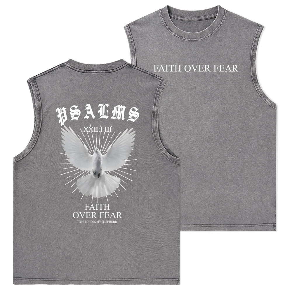 Faith Over Fear Christian Washed Tank Top