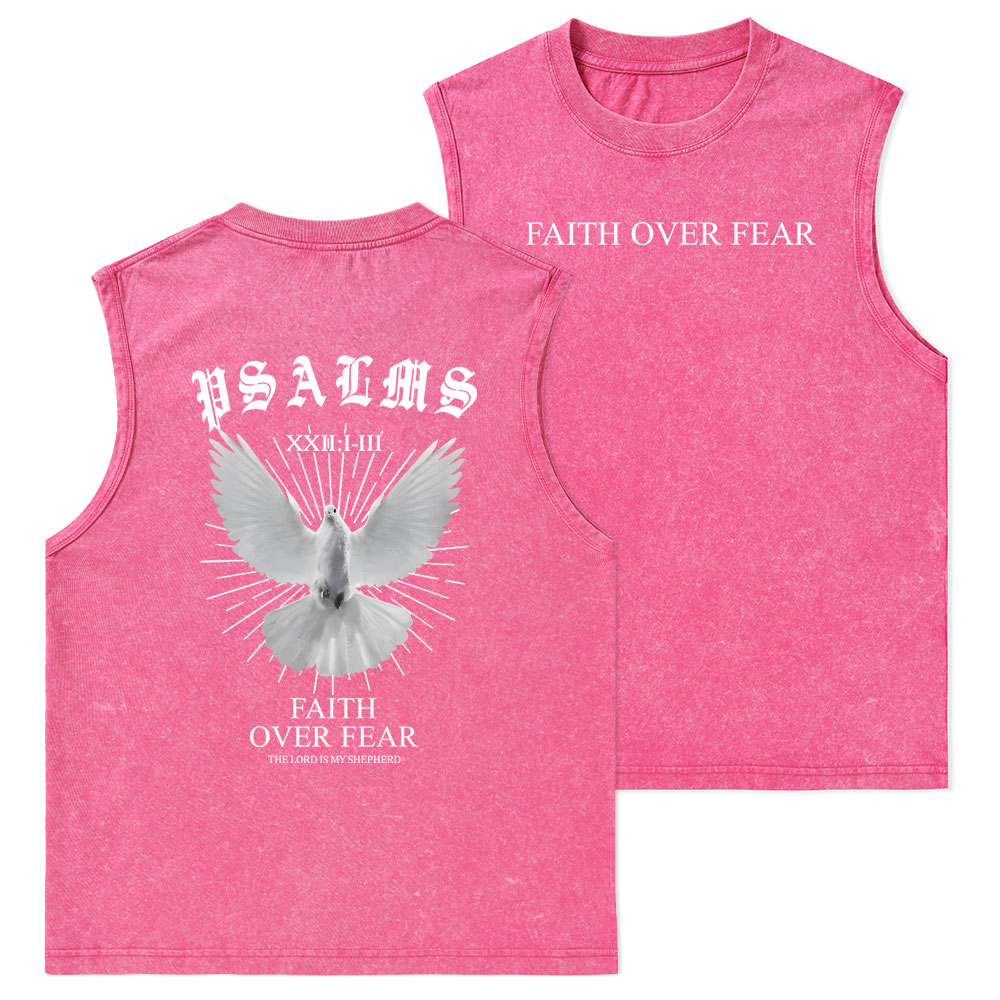 Faith Over Fear Christian Washed Tank Top