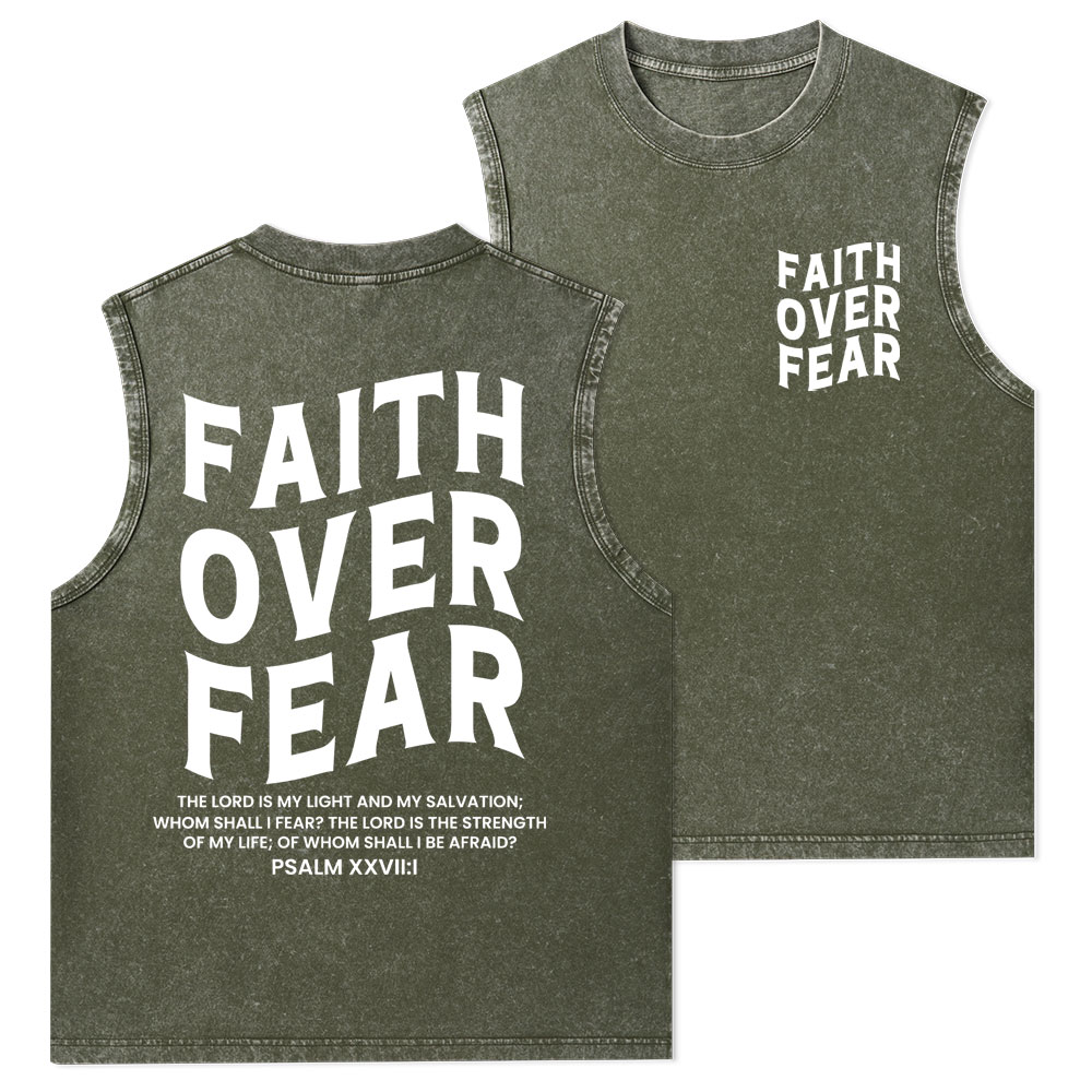Faith Over Fear Unisex Christian Washed Tank Top