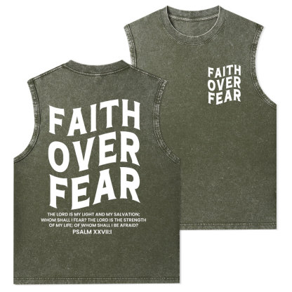 Faith Over Fear Unisex Christian Washed Tank Top