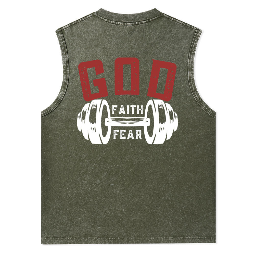 Faith Over Fear Christian Washed Tank Top