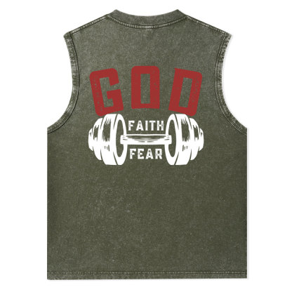 Faith Over Fear Christian Washed Tank Top