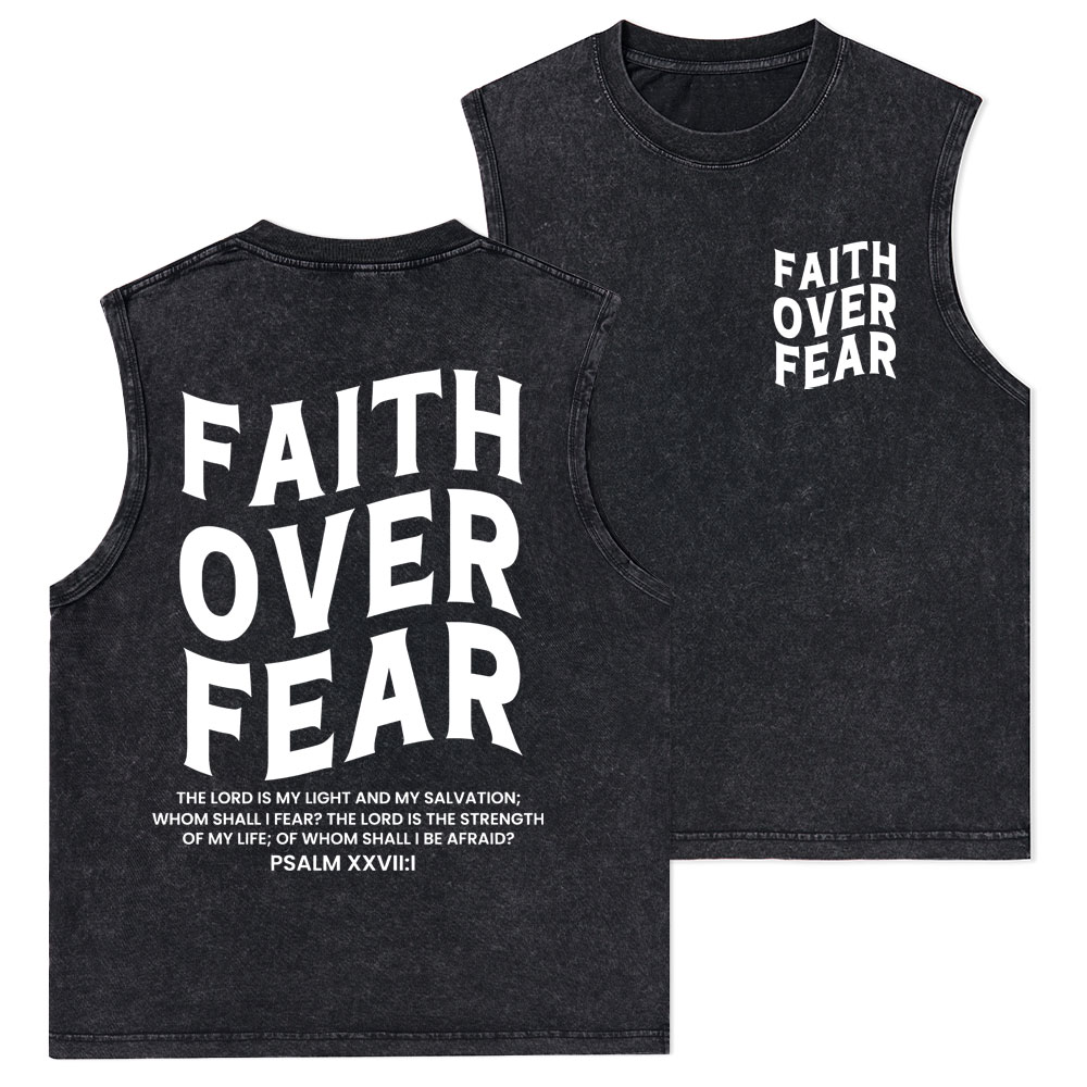 Faith Over Fear Unisex Christian Washed Tank Top