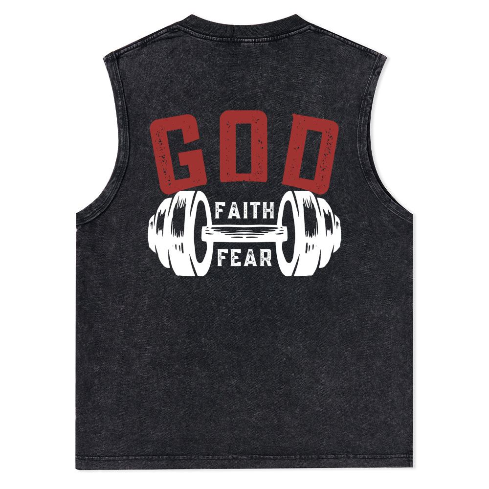 Faith Over Fear Christian Washed Tank Top