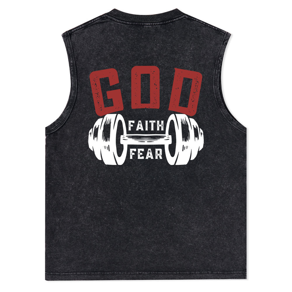 Faith Over Fear Christian Washed Tank Top