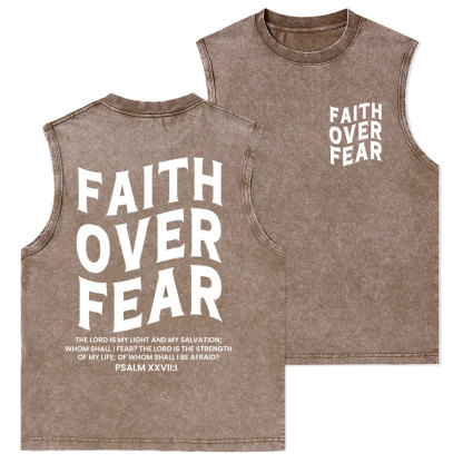 Faith Over Fear Unisex Christian Washed Tank Top