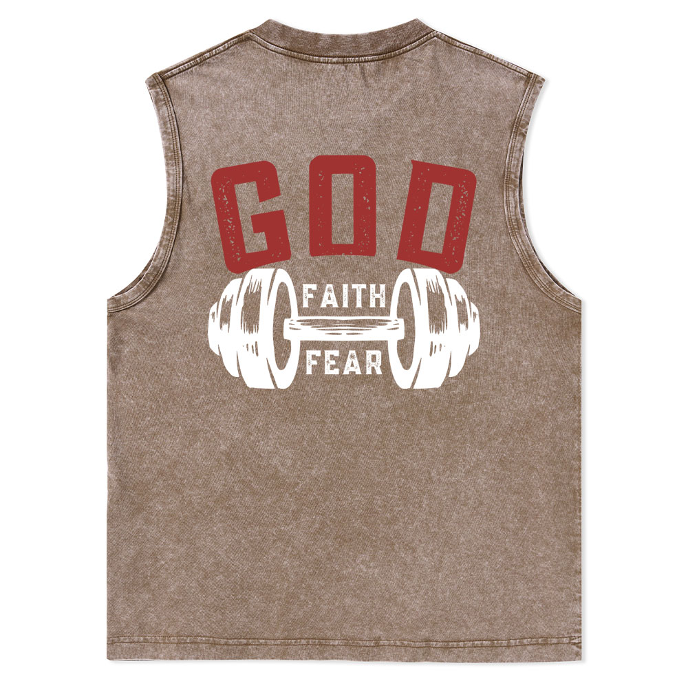 Faith Over Fear Christian Washed Tank Top