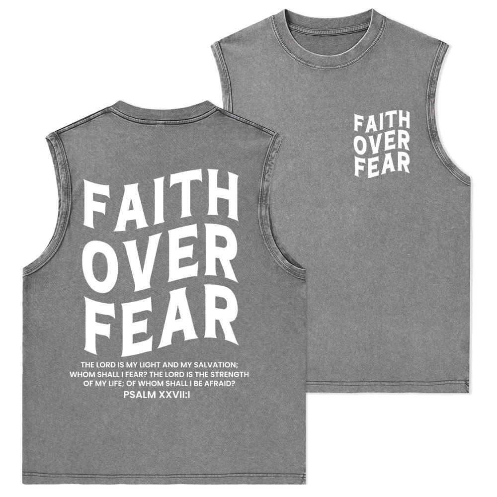 Faith Over Fear Unisex Christian Washed Tank Top