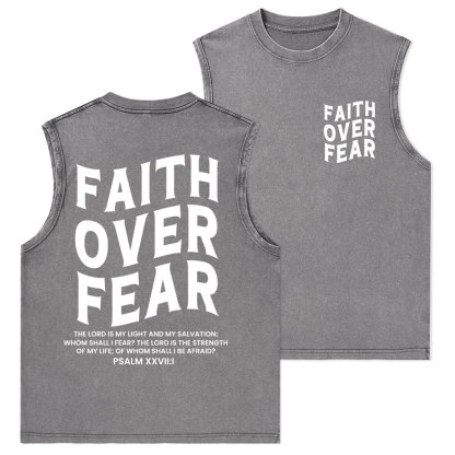 Faith Over Fear Unisex Christian Washed Tank Top
