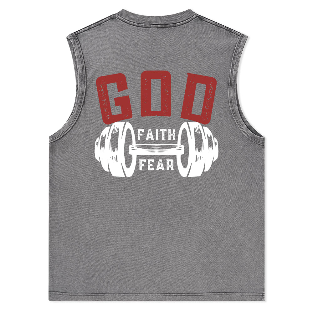 Faith Over Fear Christian Washed Tank Top