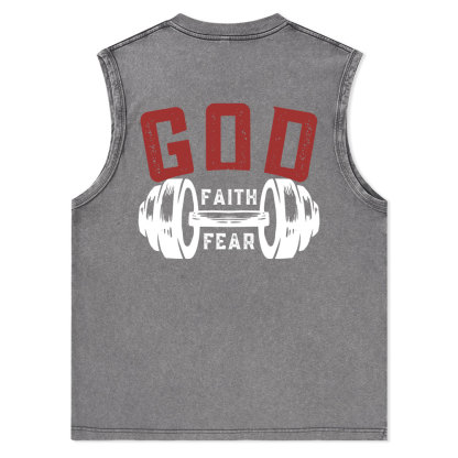 Faith Over Fear Christian Washed Tank Top